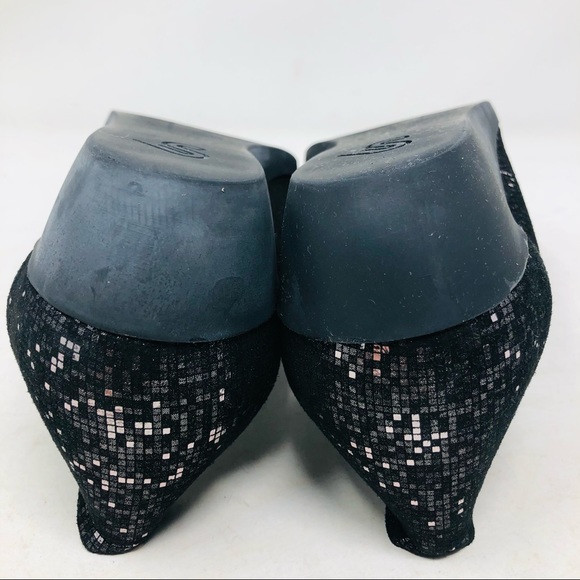 Sabrinas Metallic Black & Silver Wedge Ballet Flats - Picture 10 of 11